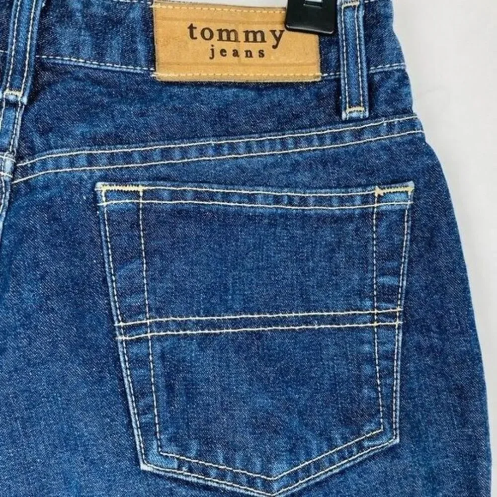 Tommy Girl Shorts Juniors Size 5 Blue Denim Button Fly Rolled Hem Jean Vintage